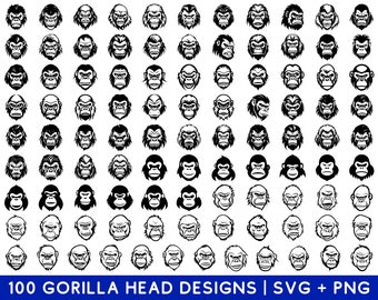 Gorilla Head SVG Bundle - Gorilla Head PNG Bundle - Gorilla Head Clipart - Gorilla Head SVG Cut Files for Cricut - Gorilla Face Svg Png