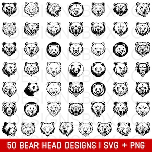 Bear SVG Bundle - Bear PNG Bundle - Bear Clipart - Bear SVG Cut Files for Cricut - Bear Head Svg - Grizzly Bear Svg - Bear Face Svg