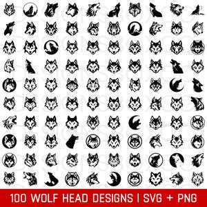 Wolf Head SVG Bundle - Wolf Head PNG Bundle - Wolf Face Clipart - Wolf Head SVG Cut Files for Cricut - Wolf Silhouette - Wolf Svg Png Bundle