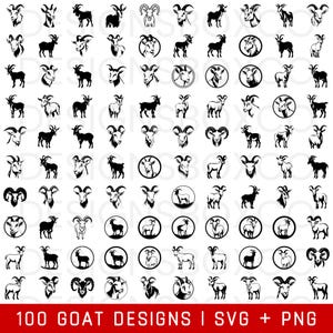 Goat SVG Bundle - Goat PNG Bundle - Goat Clipart - Goat SVG Cut Files for Cricut - Goat Silhouette - Farm Animals Svg Png - Goat Head Svg