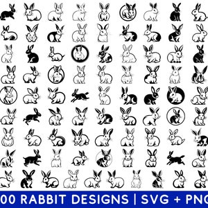 Lapin SVG Bundle - Lapin PNG Bundle - Clipart lapin - Lapin SVG coupe fichiers pour Cricut - Lapin Silhouette Svg Png - Lapin mignon coupe fichier