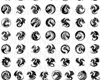 Dragon SVG Bundle - Dragon PNG Bundle - Dragon Clipart - Dragon SVG Cut Files for Cricut - Dragon Silhouette - Dragons Svg Cut Files