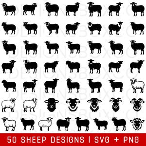 Sheep SVG Bundle - Sheep PNG Bundle - Sheep Clipart - Sheep SVG Cut Files for Cricut - Sheep Silhouette - Farm Animals Svg - Sheep Face Svg