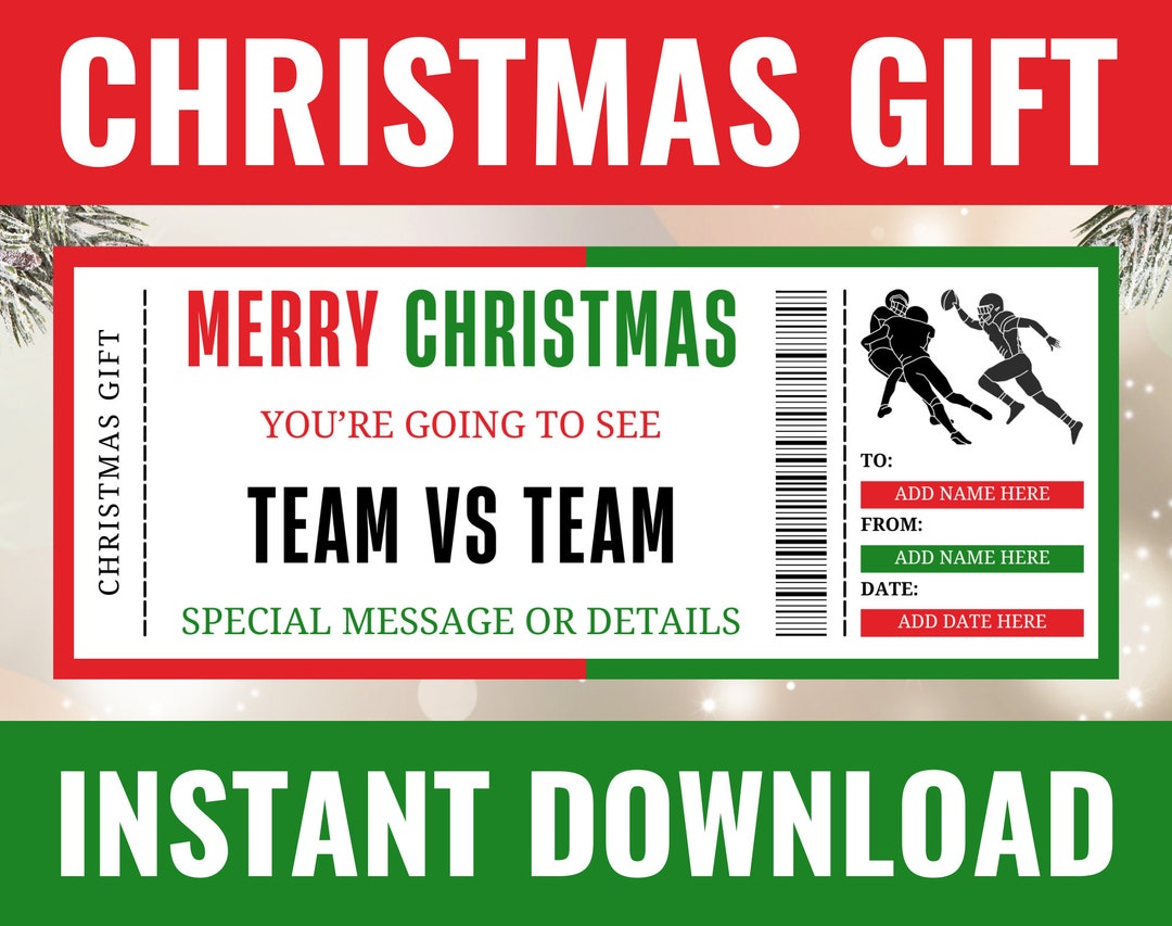 Christmas Football Game Ticket Christmas Football Game Gift Voucher