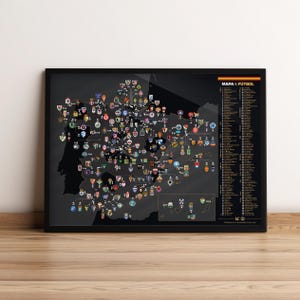 SPANIEN - Fotbollskarta över Spanien - Inramad poster - 30 x 40 cm - Fotbollskarta