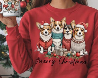 Corgi PNG, świąteczna grafika wektorowa (pobieranie cyfrowe)