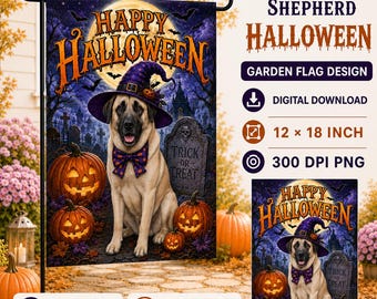 Anatolian Shepherd Dog Garden Flag: Halloween PNG File (Digital Download, 12"x18")