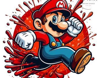 Super Mario Clipart PNG: Transparent Cartoon Character (Digital Download)