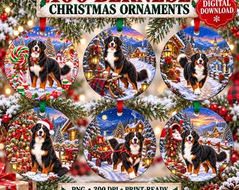 100 Bernese Mountain Dog Christmas Ornament PNG Bundle (Digital Download)