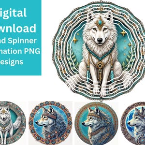 5 Native Wolves, Wolf Wind Spinner, PNG , Wind Spinner Sublimation Design , Garden Wind Spinner, Digital Download , Outdoor Decor
