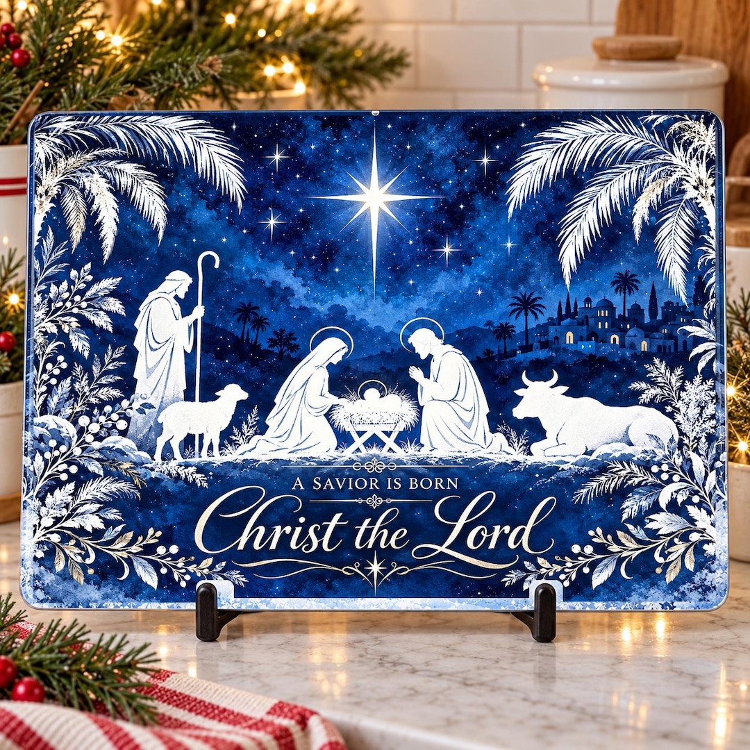 Scene Cutter Clacking Nativity Scene Cutting Board PNG, Christmas Manger Scene Sublimation ...