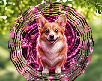 Neon 3D Corgi Wind Spinner Design: Corgi Dog PNG Clipart (Digital Download)