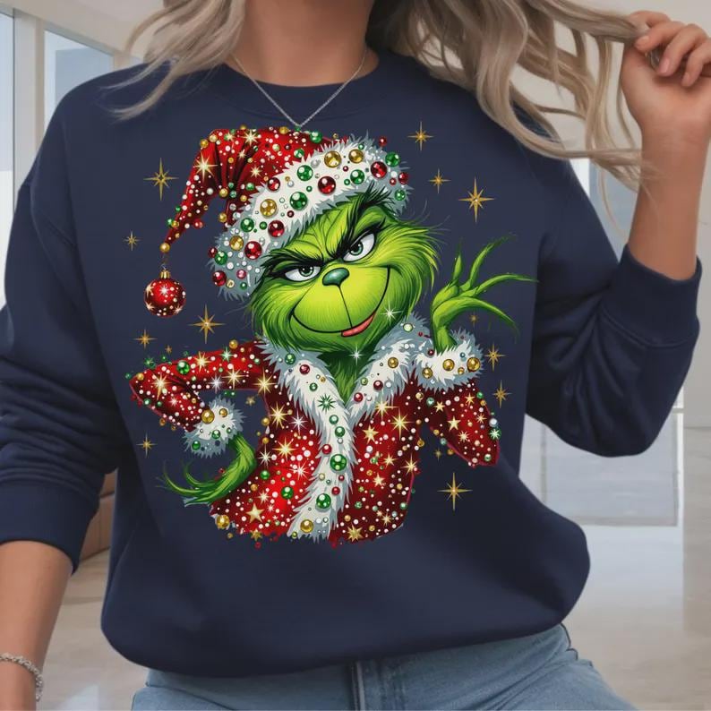 Sparkly Rhinestone Santa Hat Grinchy main image 0