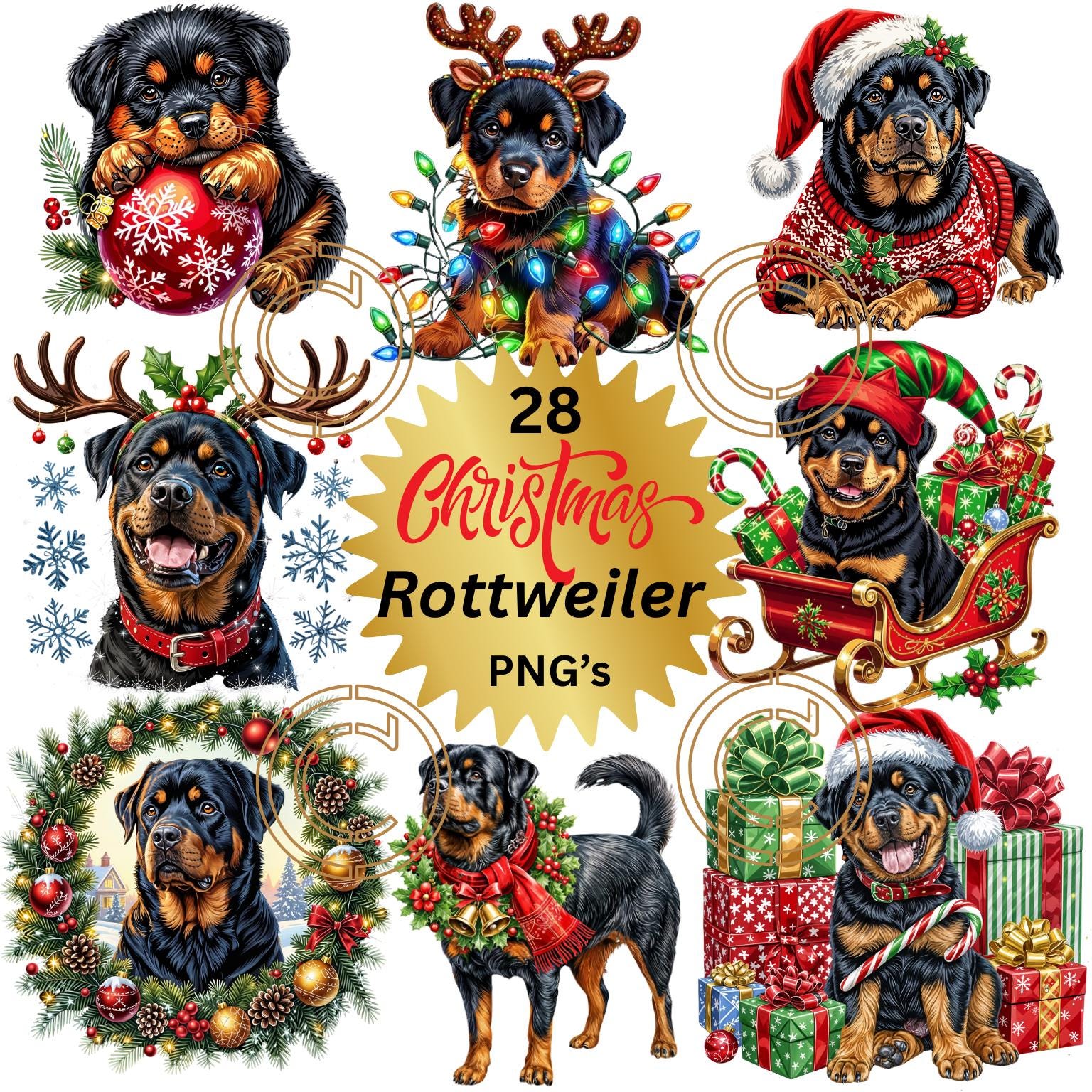 Rottweiler Con Il Cappello Del Babbo Natale Illustrazione Vettoriale - Illustrazione di cane