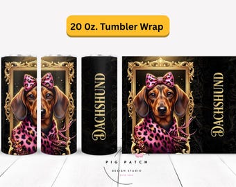 Dachshund PNG Tumbler Wrap, Dog Mom 20oz Skinny Sublimation Design (Digital Download)