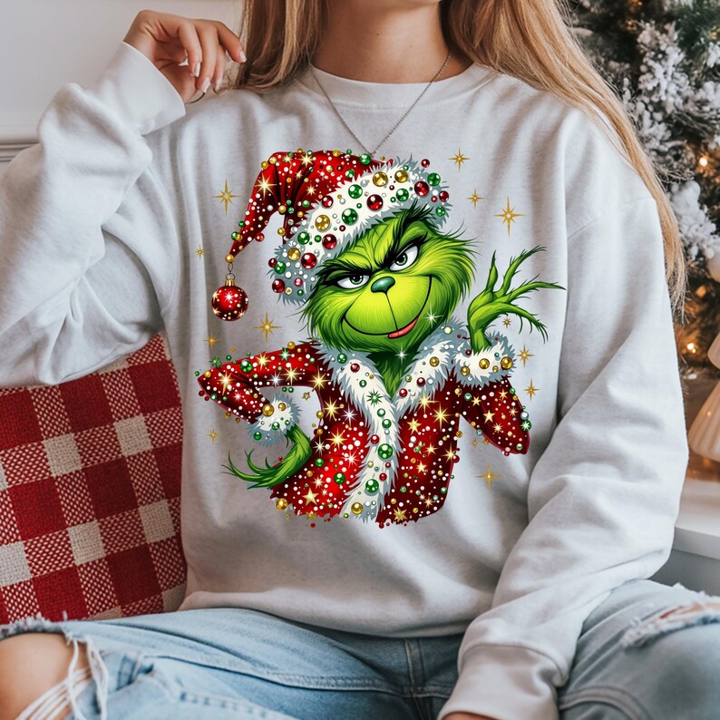 Sparkly Rhinestone Santa Hat Grinchy main image 1