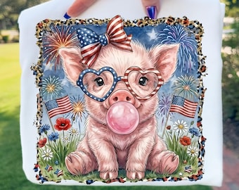 Cerdo del 4 de julio png, diseño de estampado de leopardo, 250 aniversario png, patriótico png, bandera estadounidense png, EE. UU. png (descarga digital)
