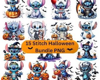Halloween Stitch Clipart Bundle: Pumpkins & Trick or Treat PNG (Digital Download)