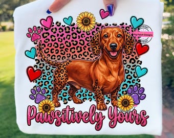 Imagen PNG de perro salchicha con estampado de leopardo neón (descarga digital)