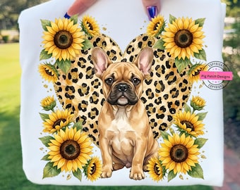 Imagen PNG de un bulldog francés con estampado de leopardo, clipart de perro (descarga digital)
