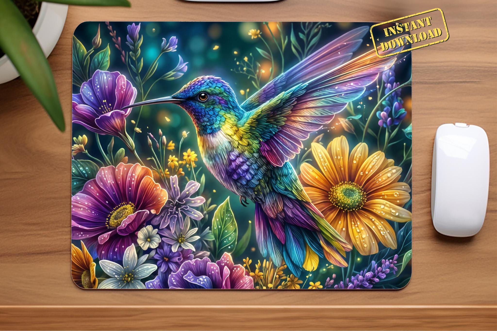 Hummingbird Mouse Hummingbird Mouse Pad Template PNG, Sublimation Design (digital ...