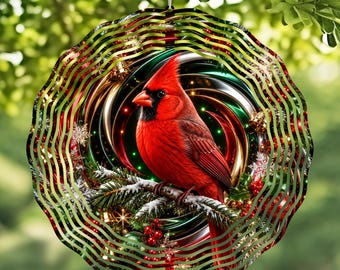 Holiday Cardinal Wind Spinner Design: Christmas PNG Clipart (Digital Download)
