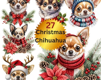 Chihuahua PNG Bundle: Christmas Clipart (Digital Download)