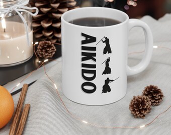 AIKIDO coffee mug. Aikido design that inspires you to live with courage. The path of Aikido with harmony. AIKIDO mug.