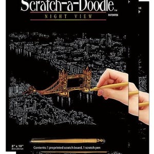 Set of 3 Scratch-A-Doodle, Night View Art Piece Display Kit for Kids || Arts & Crafts for Kids || Practice Drawing and Sketching