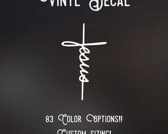 Jesus Cross Decal | 83 Color Choices| Indoor/Outdoor Use