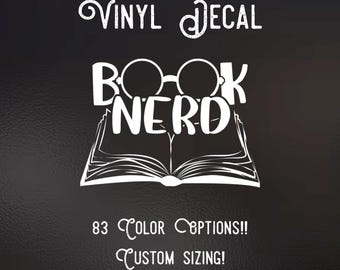 Book Nerd Decal | 83 Color Choices| Indoor/Outdoor Use