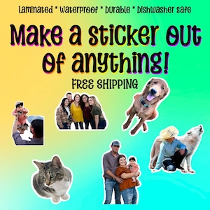 Custom photo stickers - personalized waterproof decals for laptops, mirrors, tumblers, and more