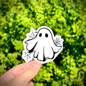 Ghost and webs sticker - waterproof vinyl decal for laptops, water bottles, notebooks, and more