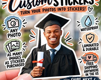 Custom Photo Stickers, Personalized Waterproof Vinyl, Die-Cut Pictures