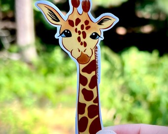 Adesivo de vinil com girafa de desenho animado - decalque à prova d'água para laptops, cadernos, copos e muito mais