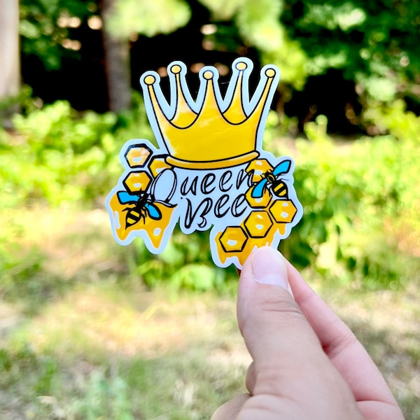 Queen Bee Sticker - waterproof vinyl decal for mirrors, laptops, tumblers, and more