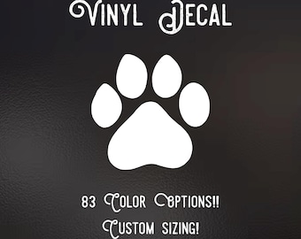 Paw Print Decal | 83 Color Choices| Indoor/Outdoor Use