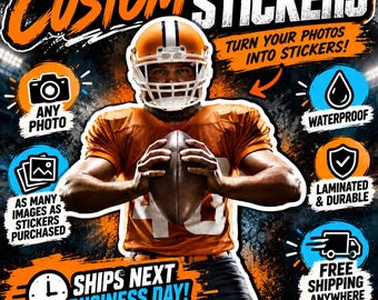Custom Photo Stickers, Waterproof Vinyl, Sports Team Logos (Bulk Orders)