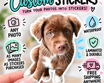 Custom Photo Stickers, Personalized Waterproof Vinyl Stickers, Die Cut Picture Decals