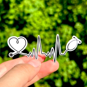 Stethoscope Heartbeat Sticker: Waterproof Vinyl Decal