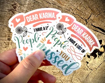 Grappige Karma-sticker: vinylsticker met pastelkleurige bloemen voor laptop, bidon