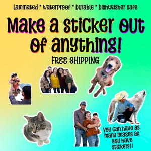 Custom photo stickers - personalized waterproof decals for laptops, mirrors, tumblers, and more