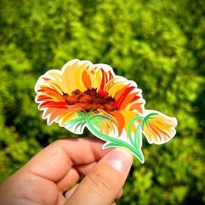 Sunflower multicolor sticker - waterproof vinyl decal for laptops, water bottles, notebooks, and more