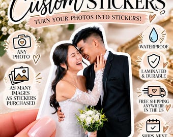 Custom Wedding Photo Stickers | Personalized Wedding Favors & Keepsakes