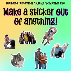 Custom photo stickers - personalized waterproof decals for laptops, mirrors, tumblers, and more