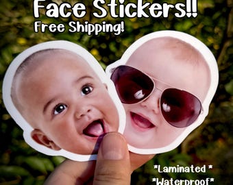 Custom Face Stickers - personalized waterproof decals for laptops, mirrors, tumblers, and more