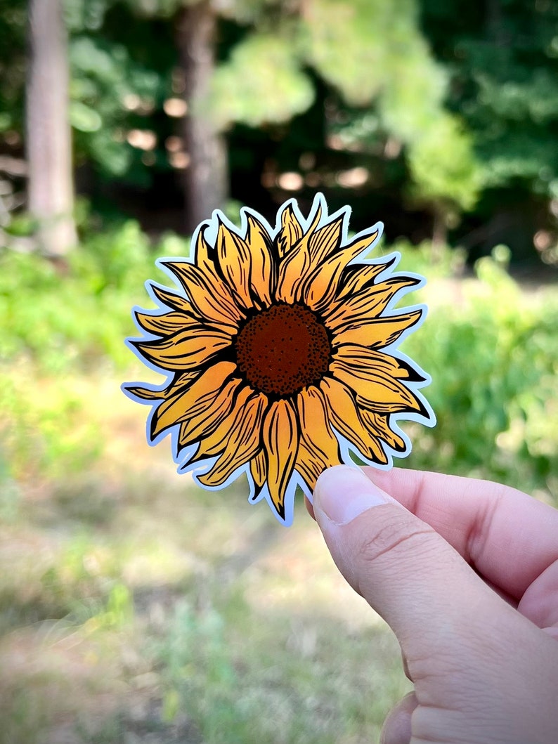 Sunflower Vinyl Sticker - Waterproof Vinyl Decal for Laptops, Mirrors ...