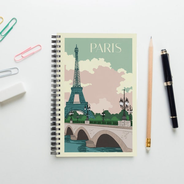 Paris A5 Notizbuch| Taschenbuch | Eiffelturm | Französisches Notizbuch|Reisenotizbuch | Frankreich |Stadt | Universität | Geschenk | Spirale | Notizblock | Individuell
