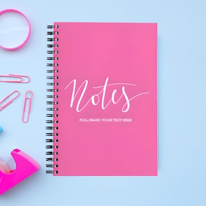 Quaderno A5 personalizzato con nome / Copertina flessibile / Regali per lei / / Diario / Università / Regalo / Rilegatura a spirale / Blocco note / Personalizzato / Rosa carino / Spirale