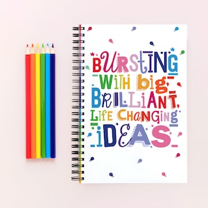 Cuaderno / Diario / Regalo para ella / Colorido / Tapa blanda / Ideas brillantes / Multicolor / Personalizado / Espiral / Tapa blanda / Rayas